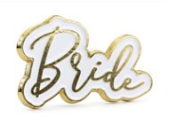 Party metal badge Bride, white-gold, 3.5 x 2cm - Party Accessories