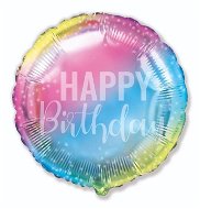 Balón fóliový 45 cm okrúhly dúhový – rainbow – happy birthday – narodeniny - Balóny
