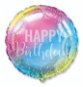 Balón fóliový 45 cm okrúhly dúhový – rainbow – happy birthday – narodeniny - Balóny