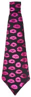 Kravata čierna s ružovou potlačou kiss/bozk – rozlúčka so slobodou - Doplnok ku kostýmu