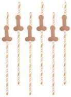 Straws - paper straws (pink-gold, rosegold) 6 pcs - farewell to bachelorette - Straw