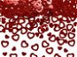 Metalické konfety na stôl srdce, červené 15 g – svadba/Valentín - Konfety