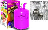 Helium Balloons Helium for 20 balloons and a set of latex balloons - chrome-plated silver 7 pcs, 30 cm - Balónky s héliem