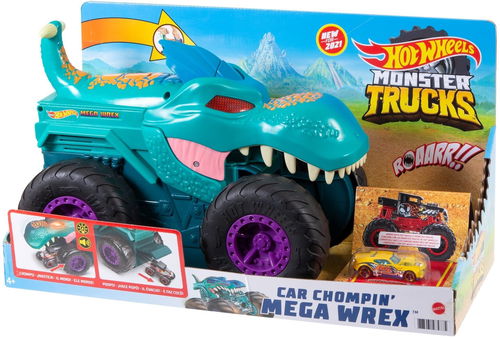 Hot Wheels Monster Trucks Car Chompin' Mega Wrex Vehicle, for Ages