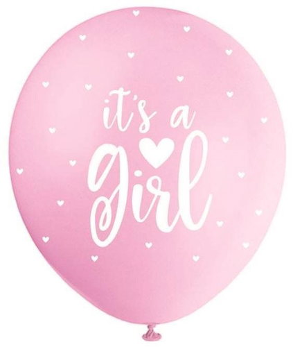 Latex Balloons - "It's a Girl" - Pink and White - 5 pcs - 30cm - Balloons - Main image