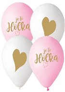 Balónik s českou potlačou je to dievča! – ružová a biela – 30 cm – 5 ks - Balóny