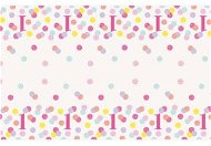 Obrus 1. Narodeniny ružový s bodkami – dievča – 137 × 213 cm – happy birthday - Obrus