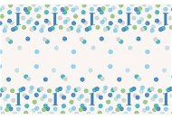 Obrus 1. Narodeniny modrý s bodkami – chlapec – 137 × 213 cm – happy birthday - Obrus