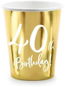 Paper cups 40 years - birthday - happy birthday - gold - 220 ml, 6 pcs - Drinking Cup