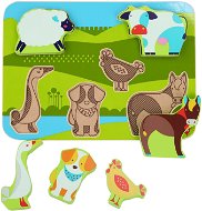 Lucy & Leo 226 Zvieratká na farme – drevené vkladacie puzzle 7 dielov - Vkladačka