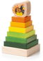 Karika toronyépítő CUBIKA 15276 Színes piramis tyúkkal - fából készült puzzle 8 db - Navlékací kroužky