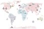 Kopko samolepky na zeď mapa světa - pink - Samolepicí dekorace