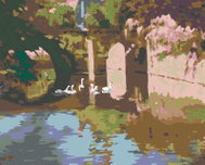 Painting by Numbers - Swans in the Castle Garden, 50x40 cm, without frame and without turning off th - Painting by Numbers