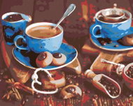 Painting by Numbers - Blue Coffee Cups I., 50x40 cm, without frame and without canvas switching off - Painting by Numbers