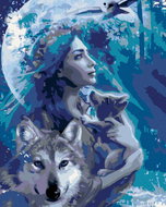 Painting by Numbers - Wolf Woman, 40x50cm, Stretched Canvas on Frame - Painting by Numbers