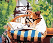 Painting by numbers - Dog with a book, 100x80 cm, without frame and without turning off the canvas - Painting by Numbers