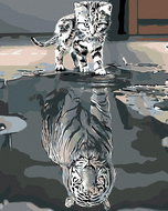 Painting by Numbers - Cat or Tiger, 80x100 cm, stretched canvas on frame - Painting by Numbers