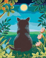 Painting by Numbers - Cat and Moon, 80x100 cm, stretched canvas on frame - Painting by Numbers