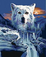 Painting by Numbers - Wolf and Waterfalls, 80x100 cm, without frame and without turning off the canv - Painting by Numbers