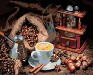 Painting by Numbers - Coffee Cup and Coffee Beans, 50x40 cm, without frame and without canvas switch - Painting by Numbers