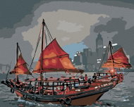 Painting by Numbers - Corab at the City, 100x80 cm, without frame and without turning off the canvas - Painting by Numbers