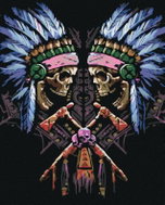 Painting by Numbers - Two Chieftain Skulls, 80x100 cm, without frame and without canvas shut off - Painting by Numbers