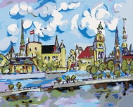 Painting by Numbers - Journey to the City, 50x40 cm, stretched canvas on frame - Painting by Numbers
