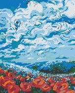 Painting by Numbers - Field of Red Flowers, 80x100 cm, without frame and without switching off the c - Painting by Numbers