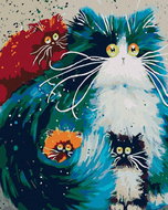 Painting by numbers - Cat with kittens, 40x50 cm, without frame and without canvas switching off - Painting by Numbers