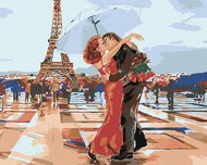 Painting by Numbers - Lovers in front of the eiffel tower, 100x80 cm, without frame and without canv - Painting by Numbers
