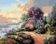 Painting by Numbers - Cottage in a garden on the coast, 100x80 cm, without frame and without canvas  - Painting by Numbers