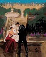 Painting by numbers - Date in front of the fountain, 40x50 cm, canvas on frame - Painting by Numbers