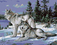 Painting by Numbers - Wolves II, 50x40 cm, without frame and without turning off the canvas - Painting by Numbers