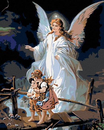 Painting by Numbers - Guardian Angel, 80x100 cm, without frame and without turning off the canvas - Painting by Numbers - Main image