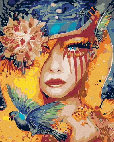 Painting by Numbers - Bird Woman, 80x100 cm, without frame and without canvas switching off - Painting by Numbers - Main image