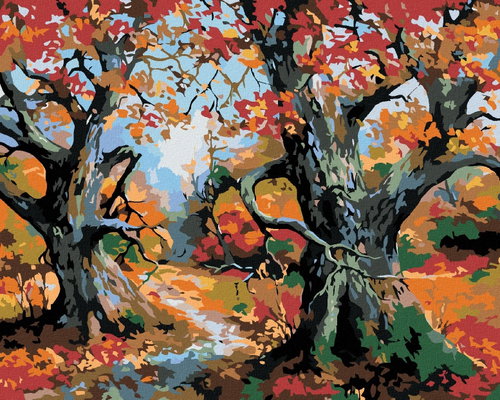 Painting by Numbers - Trees and Autumn Landscape, 100x80 cm, without frame and without turning off t - Painting by Numbers - Main image