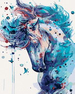 Painting by numbers - Abstract horse dark blue, 40x50 cm, stretched canvas on frame - Painting by Numbers