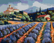 Painting by numbers - Building and lavender rope, 50x40 cm, without frame and without canvas switchi - Painting by Numbers