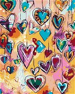 Painting by Numbers - Colored Hearts, 40x50 cm, without frame and without switching off the canvas - Painting by Numbers
