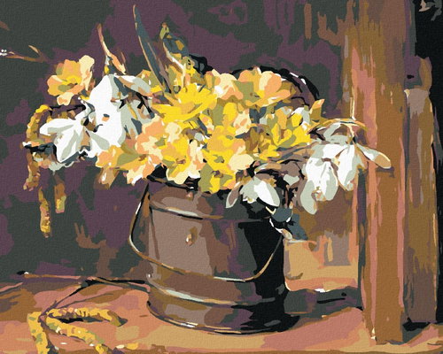 Painting by numbers - Meadow Flowers in a bucket, 50x40 cm, without frame and without switching off  - Painting by Numbers - Main image