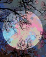 Malen nach Zahlen - Farbiger Mond, 40x50 cm, Spannleinwand auf Rahmen - Malen nach Zahlen