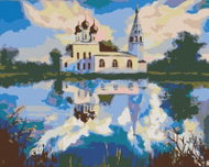 Painting by Numbers - Church by the Pond, 100x80 cm, without frame and without turning off the canva - Painting by Numbers