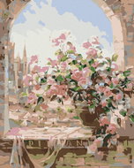 Painting by Numbers - Flowers in a Window, 40x50 cm, stretched canvas on frame - Painting by Numbers