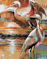 Painting by Numbers - Two Herons, 40x50 cm, without frame and without turning off the canvas - Painting by Numbers
