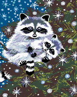 Painting by Numbers - Raccoons, 80x100 cm, stretched canvas on frame - Painting by Numbers
