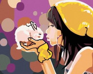 Painting by Numbers - Girl with Rabbit, 50x40 cm, without frame and without canvas switching off - Painting by Numbers