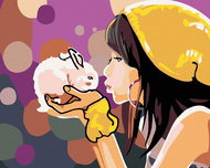 Painting by Numbers - Girl with Rabbit, 50x40 cm, stretched canvas on frame - Painting by Numbers