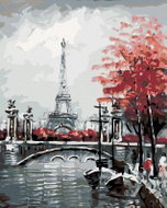 Painting by Numbers - Eiffel Tower from the River, 80x100 cm, stretched canvas on frame - Painting by Numbers