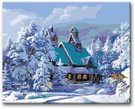 Painting by Numbers - Snow-covered House, 40x50 cm, without frame and without canvas switching off - Painting by Numbers