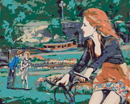 Painting by numbers - Woman on a bike in the park, 50x40 cm, stretched canvas on frame - Painting by Numbers